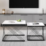 Kohvilaudade komplekt 60 x 60 x 45 cm ja 45 x 45 x 40 cm, stiilne 2-osaline k&otilde;rgl&auml;ikega marmori v&auml;limusega, reguleeritava k&otilde;rgusega jalad, maksimaalne koormus 30 kg, k&otilde;rgl&auml;ikega kombineeritud kohvilaud