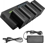 NEEWER 4er Pack 7,4V 6600mAh NP-F970 Ersatzbatterien mit 4 Kanaligem Ladeger&auml;t und Netzteil, kompatibel mit NP-F550/750/770/970 FM500H QM71D QM91D, Feldmonitor, Videoleuchte