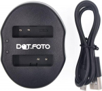 USB topeltlaadija Panasonic CGA-S005, CGA-S005E, DMW-BCC12, Sam. IA-BH125C, Sig. BP-41, RIC. DB-60, DB-65, Code LB-080, Pen. D-LI106, Fuji NP-70, Lei. BP-DC4