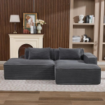 L-kujuline modulaarne diivan, 3-kohaline nurgadiivan magamisfunktsiooniga, L-kujuline diivan Corduroy elutuppa, vahtkate diivan Chaise Lounge paremale hallile