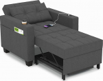 DURASPACE 99 cm magamistool, 3-in-1 konverteeritav toolivoodi, pikendatav magamistool, diivanvoodi USB pordiga, k&uuml;ljetasku, joogihoidja v&auml;ikesesse ruumi (tumehall)