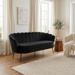 Kena 3-kohaline diivan kolmele inimesele, Veluur, must, 181 x 79 x 78 cm, 3-kohaline polsterdatud diivan, kolmekohaline elutoa diivan, kaasaegne skandinaavia kangast diivan, Lounge diivan, elutoa m&ouml;&ouml;bel
