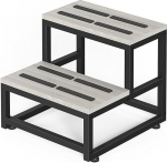 LIANTRAL Step Stool t&auml;iskasvanutele ja lastele, 2-tasandiline v&auml;ljaheide, raske terasest ja tugevast puidust astmeline v&auml;ljaheide, toetab kuni 500 naela, jalahoob kabiini voodisse, k&ouml;&ouml;ki, vannituppa, hall