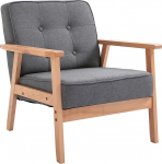 HOMCOM Akzent-Stuhl, Buche Leinen, hall, 64,5 x 70 cm