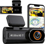 Dashcam auto eesmine tagumine 4K + 1080P topeltkaamera koos 5GHz WLAN GPS ja 24/7 parkimise j&auml;lgimine maksimaalse ohutuse tagamiseks koos ADASi &ouml;ise n&auml;gemise ja 170&deg; laiusnurgaga - sisaldab 64GB SD-kaarti
