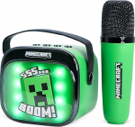 Minecraft Mini LED juhtmevaba karaoke k&otilde;lar Bluetooth mikrofoniga roheline v&auml;rvivahetusega tuli