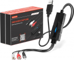 DriverGenius AudioXfer | USB Audio Grabber - heli kassettidelt, vin&uuml;&uuml;lplaatidelt, MD-lt ja mujalt &uuml;le 3,5 mm/RCA-pordi salvestamine muusikaarmastajatele ja podcasteritele | &uuml;hildub PC, Mac ja Linuxiga (2 tk/pakk)