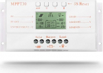 Solar Panel Controller MPPT 30A LCD Display 12V 24V Solar Controller with Charging Light and Timer Control for Max 50V Input