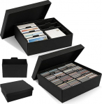 GBKDQQ 2 fotokarbi pakett, fotokarbi hoiukast kaanega, 34 x 27 x 12 cm fotoorganisaator 8 sektsiooniga ja siltidega 10 x 15 cm fotodele, seemned, k&auml;si, kleebis (must)