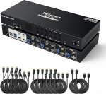 TESmart USB3.0 DisplayPort HDMI KVM Switch 4 monitori 4 arvuti KVM Switch Quar Monitor 4K @ 60Hz, Multi-Stream Transport, EDID emulaatorid, peakomplekti port, Hotkey Switch, nupuvahetusl&uuml;liti