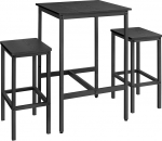 VASAGLE baarilaua ja baaritooli komplekt, s&ouml;&ouml;gilaud 2 tooliga, k&ouml;&ouml;gilaud, v&auml;ike, baaritoolid s&ouml;&ouml;gituppa, k&ouml;&ouml;ki, eebenipuu must tint must LBT017B56