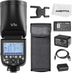 Godox V1S V1-S kaamera v&auml;lklambi Speedlite Lithimu aku Sony a7IV a7III a7RIII a7RII a7C a6400 a6000 a9 a77 a350 jaoks