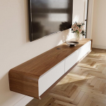 POVISON TV kapp Floating 200 cm kaasaegne valge ja tammepuidust massiivpuit 3 sahtliga TV Lowboard rippuv koos kaablijuhtimisega Kvaliteetne komplektne m&ouml;&ouml;bel koos hoiuruumiga elutuppa