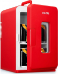 FOHERE 2-in-1 Mini Fridge, 15L Fridge for Room with Cooling and Heating Function, DC/AC for Cars, Offices and Dorm, Eco Low Noise Mode, for Cosmetics and Drinks, Red