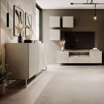 Cashmere elutoa m&ouml;&ouml;blikomplekt soonega, 5-osaline, k&uuml;ljepaneel, madallaud, 3 k&auml;epidemevaba seinakappi, l&uuml;kanduksed, metallraam Cashmere v&auml;rviga