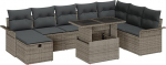 Rantry 9-teiliges Garten-Sofa-Set mit Kissen Grau Poly Rattan Gartenlounge Model3359696