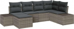 Rantry 6-teiliges Garten-Sofa-Set mit Kissen Grau Poly-Rattan Gartenlounge Model3347129