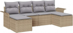 Rantry 6-teiliges Garten Sofa Set mit Kissen Beige Poly Rattan Gartenlounge Model3345470