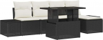 Rantry 6-teiliges Garten Sofa Set mit Kissen Schwarz Poly Rattan Gartenlounge Model3349163