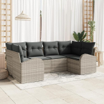 Rantry 6-teiliges Garten Sofa Set mit Kissen Hellgraues Poly Rattan Gartenlounge Model3346182