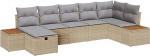 Rantry 7-teiliges Garten Sofa Set mit Kissen Beige Poly Rattan Gartenlounge Model3359642