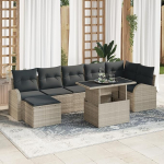 8-teiliges Garten Sofaset mit Kissen in Hellgrau aus Poly Rattan Gartenlounge Model3348688