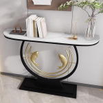 Stilvoller Konsolentisch f&uuml;r den Eingangsbereich, kreativer Akzenttisch f&uuml;r den Flur, einfach hinter dem Sofatisch zu montieren, modernes Design (Schwarz A, 150 cm)
