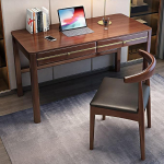 Schreibtisch aus Massivholz, moderner Schreibtisch mit 2 Schubladen, stabiler Computer-Arbeitsplatz, ger&auml;umiger Arbeitstisch f&uuml;r Heimb&uuml;ro (100 x 60 x 75 cm)