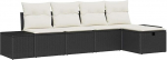 5-teiliges Garten-Sofa Set mit Kissen Schwarz Poly Rattan Gartenlounge Model3359356
