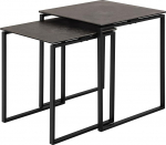 AC Design Furniture Jannis Square kohvilaudade komplekt, lauaplaat, must Fairbanks Rough keraamiline, libisev raam, matt must Rough, pulberv&auml;rvitud teras, 2 tk, 50 x 50 x 55 cm.
