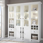 Lomadox buffetkapp vitriinkapp seisev vitriinkapp Country House Pini valge valgustuse ja punutud korvidega B x K x S ca 194 x 207 x 45 cm