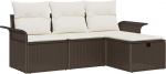 4-teiliges Garten Sofa Set mit Kissen Braun Poly Rattan, 2-Sitzer Garten Sofa mit Stauraum & Kissen Braun Poly Rattan Gartenlounge Model3360179