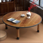 Klappbarer Runder Couchtisch Im Japanischen Stil, Umweltfreundlicher Klapptisch & Bodentisch Aus Holz, Niedriger Esstisch F&uuml;r Tatami, Schlafzimmer(Round,80 * 80cm(32 * 32in))