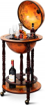 FANTASK Globe Bar Eukal&uuml;pti puidust ratastel, l&auml;bim&otilde;&otilde;t 45 x 88 cm, Vintage rullitav gloobusbaar veini, suurte veinipudelite, klaaside jaoks, minibaarik&auml;ru meremiitiliste kaartidega, kokteilibaar baarilauale, koju