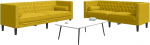 Tidyard 2-TLG. Chesterfield-Sofa-Set mit Nackenrollen Gelb Samt, Polstersofa Loungesofa f&uuml;r Wohnzimmer Eingangsbereich B&uuml;ro3209297