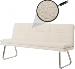 Mendler HWC-H70 S&ouml;&ouml;gitoapink Pehmendusega pingi seljatugi Kangas / Tekstiil Boucl&eacute; harjatud roostevaba teras 180 cm - kreemikas