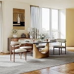 POVISON Modernne s&ouml;&ouml;gilaud 200 cm 6-8 inimesele, Pandora marmorist ristk&uuml;likukujuline k&ouml;&ouml;gilaud pronksist s&uuml;sinikterasest raamiga s&ouml;&ouml;gitoas, lihtne paigaldus, 200 x 100 x 75 cm (ilma toolideta)