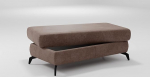 CAVADORE Vintage Leather Look Storage Ottoman Stool koos hoiukambriga ja metalljalgadega, matt must / 121 x 45 x 67 / Microfibre Taupe
