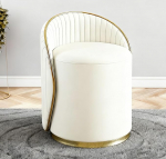 Cozykimo Riietuslaua tool, 360&deg; p&ouml;&ouml;ratav, meigitool seljatoega, Nappa nahast valmistatud meigitool, jalapolsterdatud tugitool, kaasaegne disain, metallist alus, elutuppa ja magamistuppa (beež)