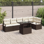 Rantry 7-teiliges Garten-Sofa-Set mit Kissen Braun Poly Rattan Gartenlounge Model3348834