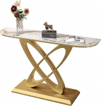 Glamuurne marmorist/metallist ristk&uuml;likukujuline raam, kriimustuskindel konsoollaud, koridorijagamiskapp seinal, koridoriportaal, p&otilde;hjamaine sissep&auml;&auml;suportaal (W + kuld, 150 x 30 x 80 cm/59 x 11,8 x 31,5 cm/59 x 11,8 x 31,5 cm)