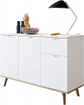 Newfurn Elia.six Sideboard kapp Skandinaavia Sideboard Highboard mitmeotstarbeline kapp II 120 x 85 x 40 cm (B x K x S) II valge/valge Elutuba Magamistuba S&ouml;&ouml;gituba