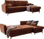 MIUFORM Scandic Lagom S koos voodikastiga, 4-kohaline nurgadiivan, L-kujuline paremal, 235 x 157 x 90 cm diivan, kokkupandav diivan magamisfunktsiooniga, kokkupandav diivanvoodi (telliskivipunane)