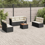 Set Schlafsofa, Gartensofa-Set mit Kissen, 8-teilig, schwarz, aus Polyrattan, Set f&uuml;r Schlafsofa, Wohnzimmer, Gartensofa, modernes Sofaset f&uuml;r den Au&szlig;enbereich, Outdoor-M&ouml;bel k1
