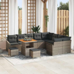 Homgoday Garten-Sofa-Set mit Kissen 12 tk Grau Poly Rattan Diivan Gartenm?Bel Model3362693
