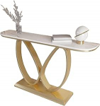 YTSJXN Konsolentisch,Schmaler Sofatisch mit Metallrahmen,Modernes Langer Eingangstisch,Couchtisch hinter Sofa,Einfache Montage,f&uuml;r B&uuml;ro, Korridor,Flur,Wohnzimmer,Eingang(Gold,120cm/47.2in)