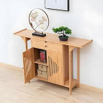 Generisch Landhaus-Konsolentisch mit Schubladen und Stauschr&auml;nken, Kleiner Beistelltisch f&uuml;r Wohnzimmer und Flur, hellbraunes Holzm&ouml;belst&uuml;ck