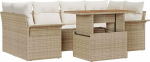 7-teiliges Garten-Sofa-Set mit Kissen Beige Poly Rattan Akazie Gartenlounge Model3349287