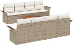 9-teiliges Garten Sofa Set mit Kissen Beige Poly Rattan Akazie Gartenlounge Model3347302