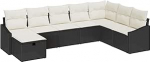 8-teiliges Garten-Sofa-Set mit Kissen in Schwarz aus Poly-Rattan Gartenlounge Model3360658